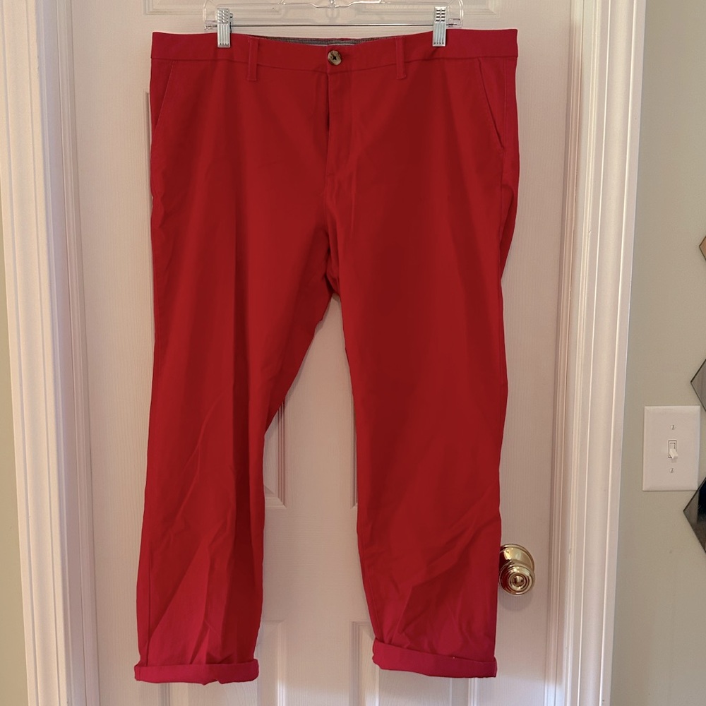 Red Tommy Hilfiger Ankle Length Khakis